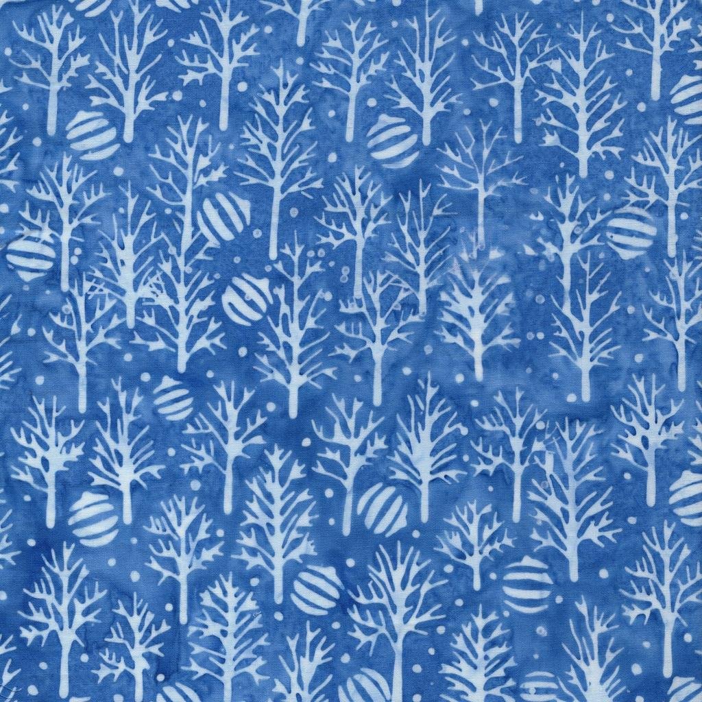 Frosted Wishes Trees and Ornaments Blue Azure - 122509540 - Island Batik - Nebraska Quilt Company - F261024