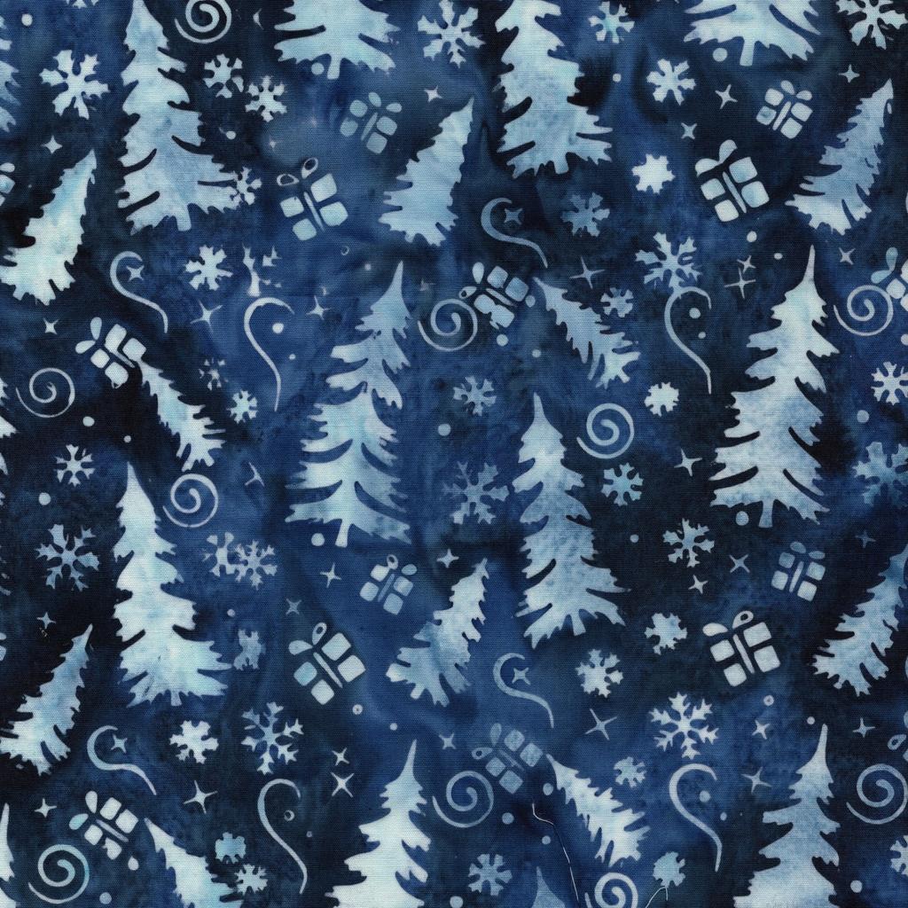 Frosted Wishes Trees and Presents Blue Denim - 122507565 - Island Batik - Nebraska Quilt Company - F261022