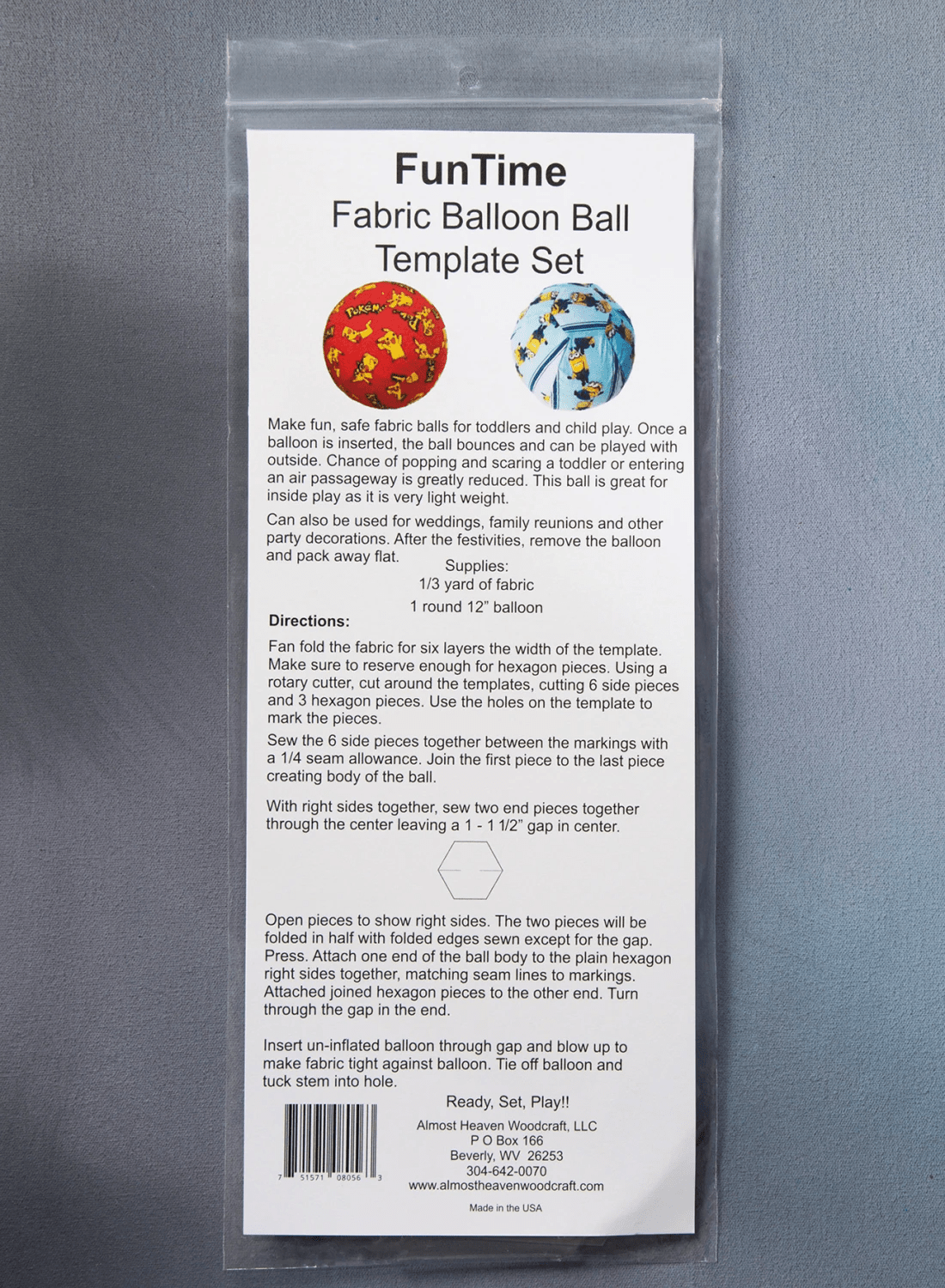 Fun Time 10in - Fabric Covered Balloon Ball Template Setin - Nebraska Quilt Company - N2502397