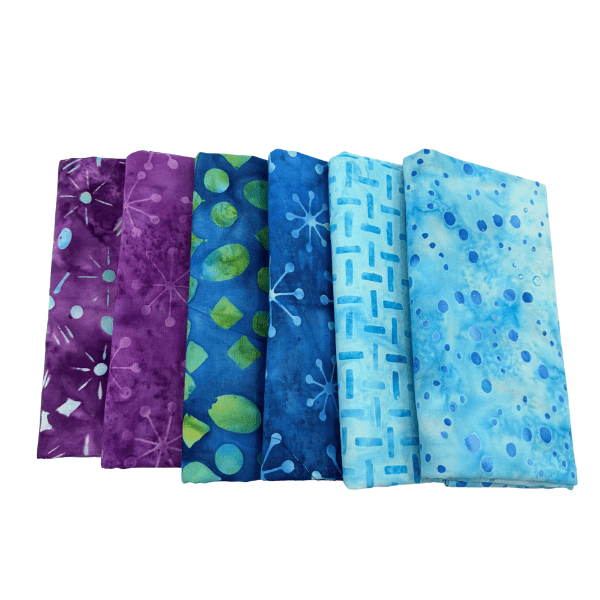 Garden Gate Half Yard Bundle Blue Teal and Purple 6 Pieces - Nebraska Quilt Company - PC261287