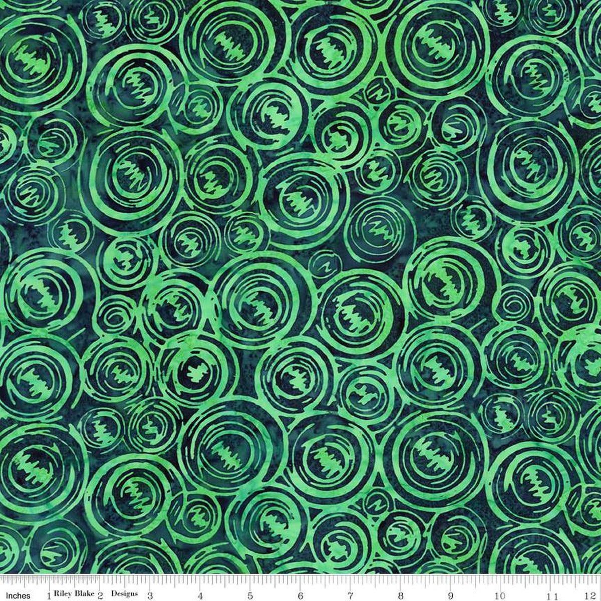 Good Vibrations Circles Denim Bijou Green Blue - BT23312 - 305 - Riley Blake Designs - Nebraska Quilt Company - Good Vibrations Circles Denim Bijou Green Blue - BT23312 - 305 - Riley Blake Designs