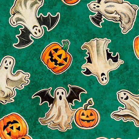 Happy Haunting Ghosts & Pumpkins Green - 31047 - G - QT Fabrics - Nebraska Quilt Company - F2403125