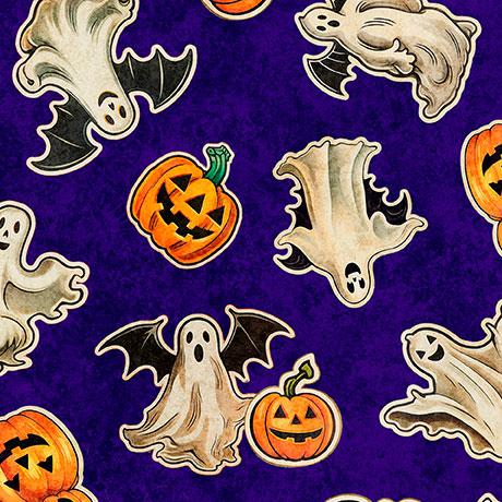 Happy Haunting Ghosts & Pumpkins Purple - 31047 - V - QT Fabrics - Nebraska Quilt Company - F2403078
