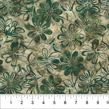 Heartland Daisy Toss Artichoke Green - 83174 - 77 - Banyan Batiks - Nebraska Quilt Company - F07577