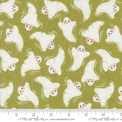 Hey Boo Friendly Ghost Halloween Ghost Witchy Green - 5211 17 - Moda Fabrics - Nebraska Quilt Company - F08236