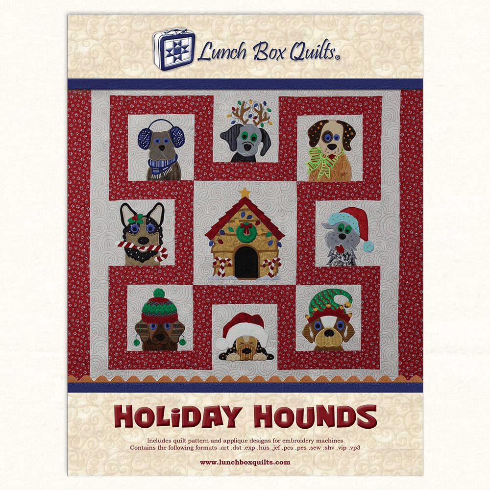 Holiday Hounds with CD Machine Embroidery Quilt Patterns - Nebraska Quilt Company - PUB261178