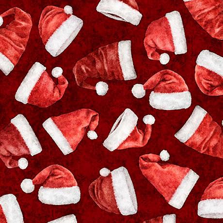 Holly Jolly Santa Hat Toss Brick Red - 31162 - R - QT Fabrics - Nebraska Quilt Company - F2403145