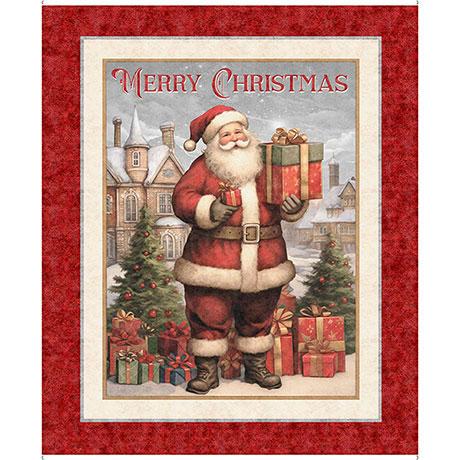 Holly Jolly Santa Panel Brick Red 36" X 42" - Nebraska Quilt Company - PAN2403137