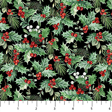 Home for Christmas Mistletoe Black Multi - DP28931-99 - Northcott Fabrics - Nebraska Quilt Company - F261341