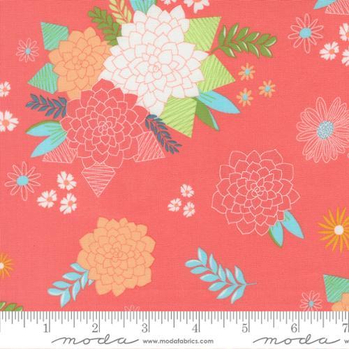 Honeyed Horizon Bursting Blooms Sunset Pink - 47010 22 - Moda Fabrics - Nebraska Quilt Company - F260807