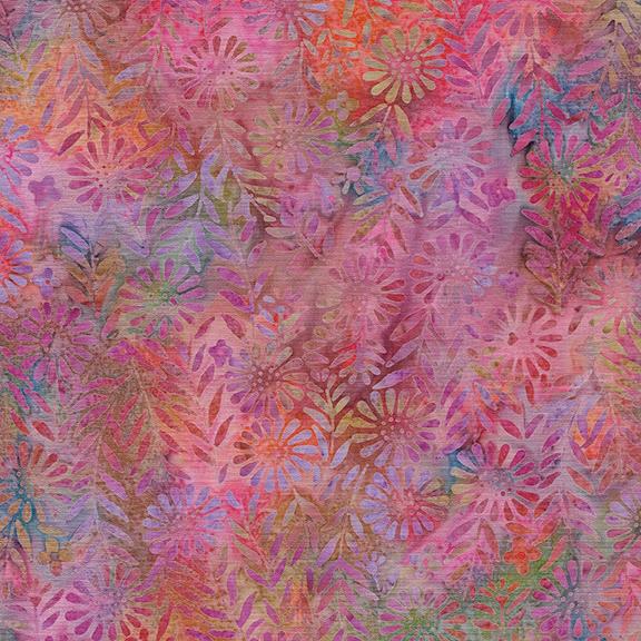 Island Batik Flower Field Gypsy Rose Sherbert - 1 Yard Left - Verified! - Nebraska Quilt Company - F80106