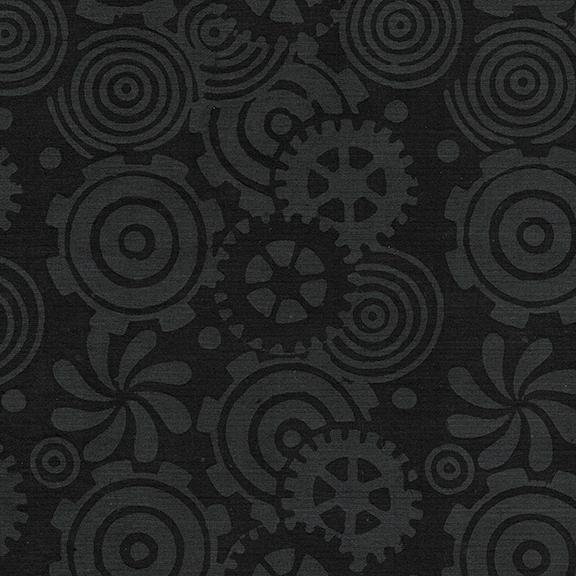 Island Batik Gears Black - 1 Yard Left - Verified! - Nebraska Quilt Company - F81387