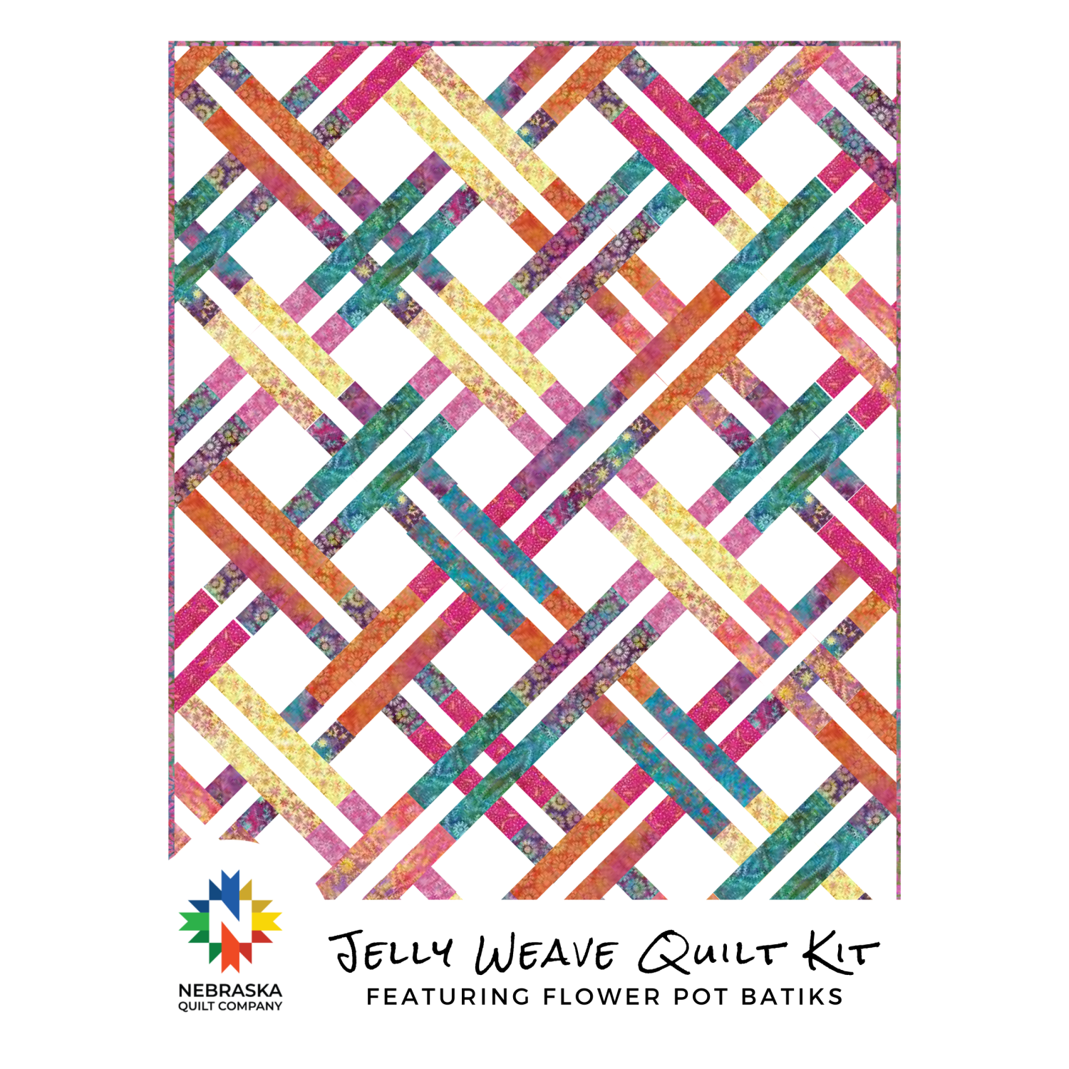 Jelly Weave Quilt Kit Featuring Flower Pot Batiks - Nebraska Quilt Company - K2402489