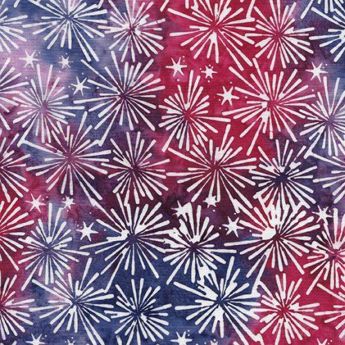 Jubilee Bursting Stars Multi Red Blue Dusty - 122453817 - Island Batik - Nebraska Quilt Company - F2403215