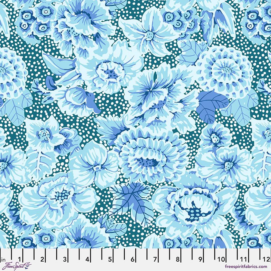 Kaffe Fassett Collective Classics Floral with Dots Blue - PWGP002.BLUE - Free Spirit - Nebraska Quilt Company - F260174