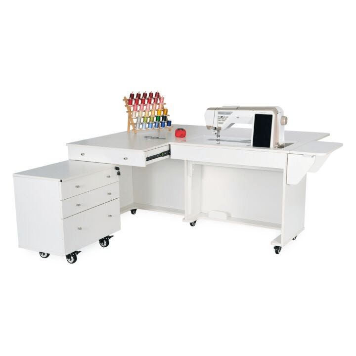 Kangaroo XLE & Joey Sewing Cabinet Ash White - Electric Lift - Nebraska Quilt Company - SK9811EL
