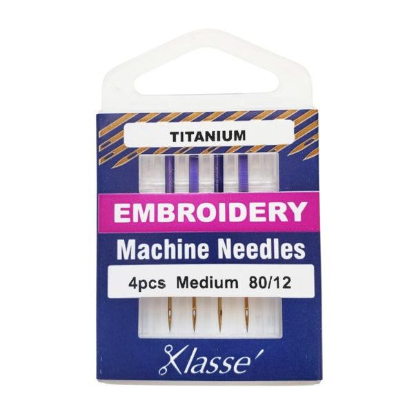 Klasse Titanium Embroidery Machine Needle 80/12 - 4ct - Nebraska Quilt Company - AAA5108.T