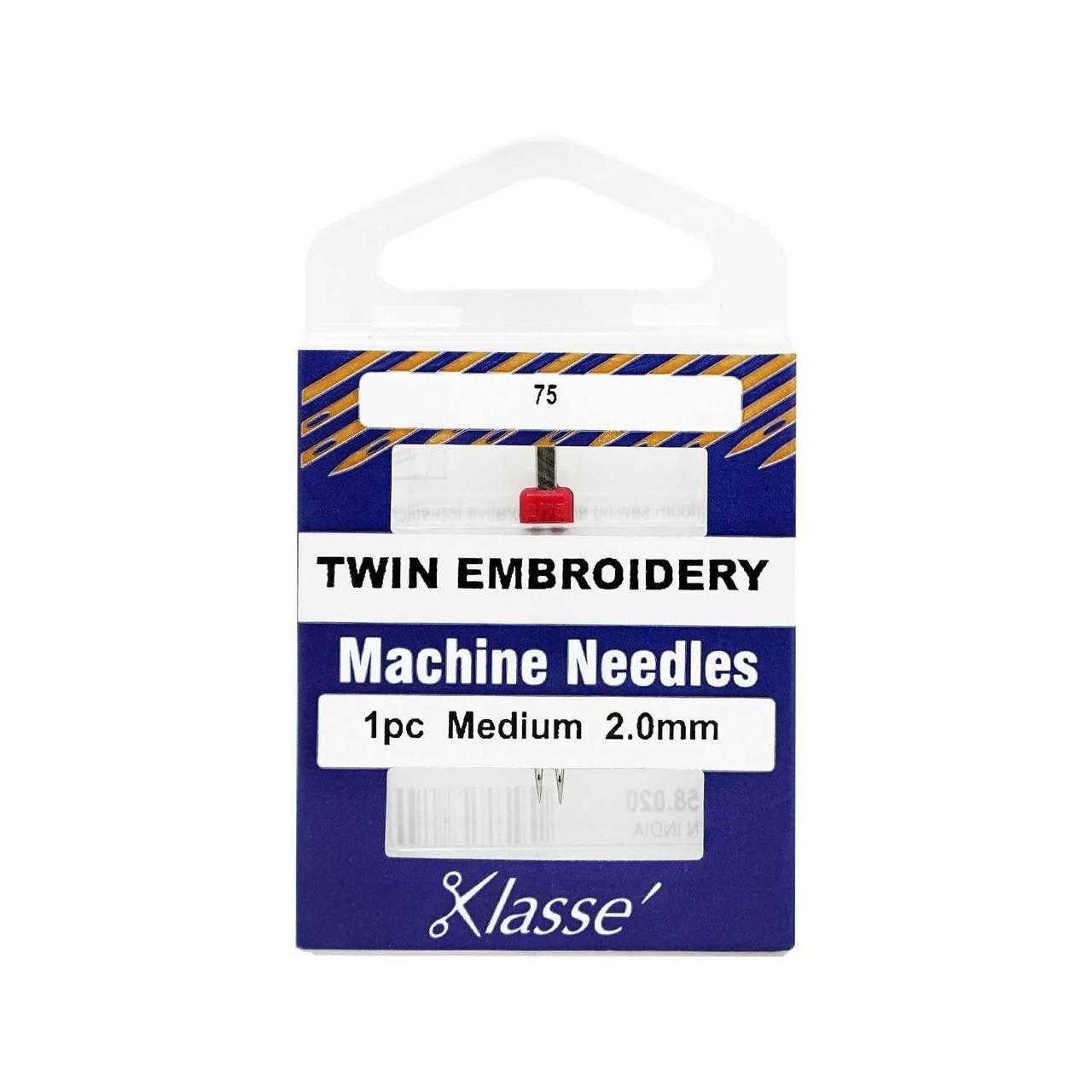 Klasse Twin Embroidery Machine Needle 2.0MM/75 - 1ct - Nebraska Quilt Company - AAA5158.020