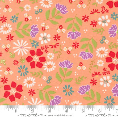 Laguna Sunrise Wild Rose Florals Cantaloupe - 37680 13 - Moda Fabrics - Nebraska Quilt Company - F09585