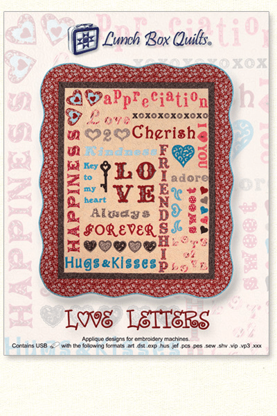 Love Letters with CD Machine Embroidery Quilt Patterns - Nebraska Quilt Company - PUB261185