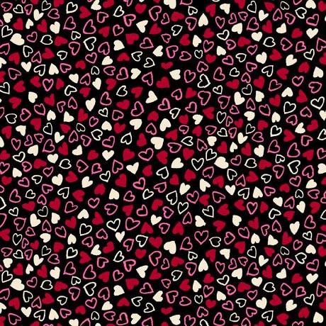 Love Struck Small Hearts Black - 30780 - J - QT Fabrics - Nebraska Quilt Company - F2400844