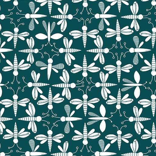 Lucky Bugs Get Your Bugs in a Row Dark Teal Green - 16554 - 85 - Benartex - Nebraska Quilt Company - F2501675