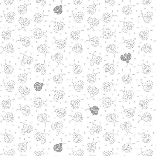 Lucky Bugs Lady Lucky Bug White - 16555 - 09 - Benartex - Nebraska Quilt Company - F2501676
