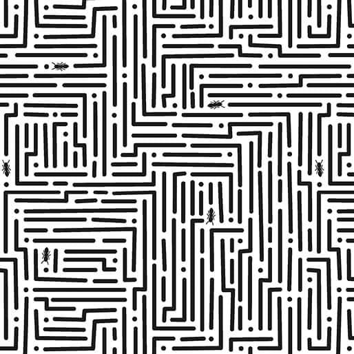 Lucky Bugs Mazing Black/White - 16559 - 12 - Benartex - Nebraska Quilt Company - F2501687