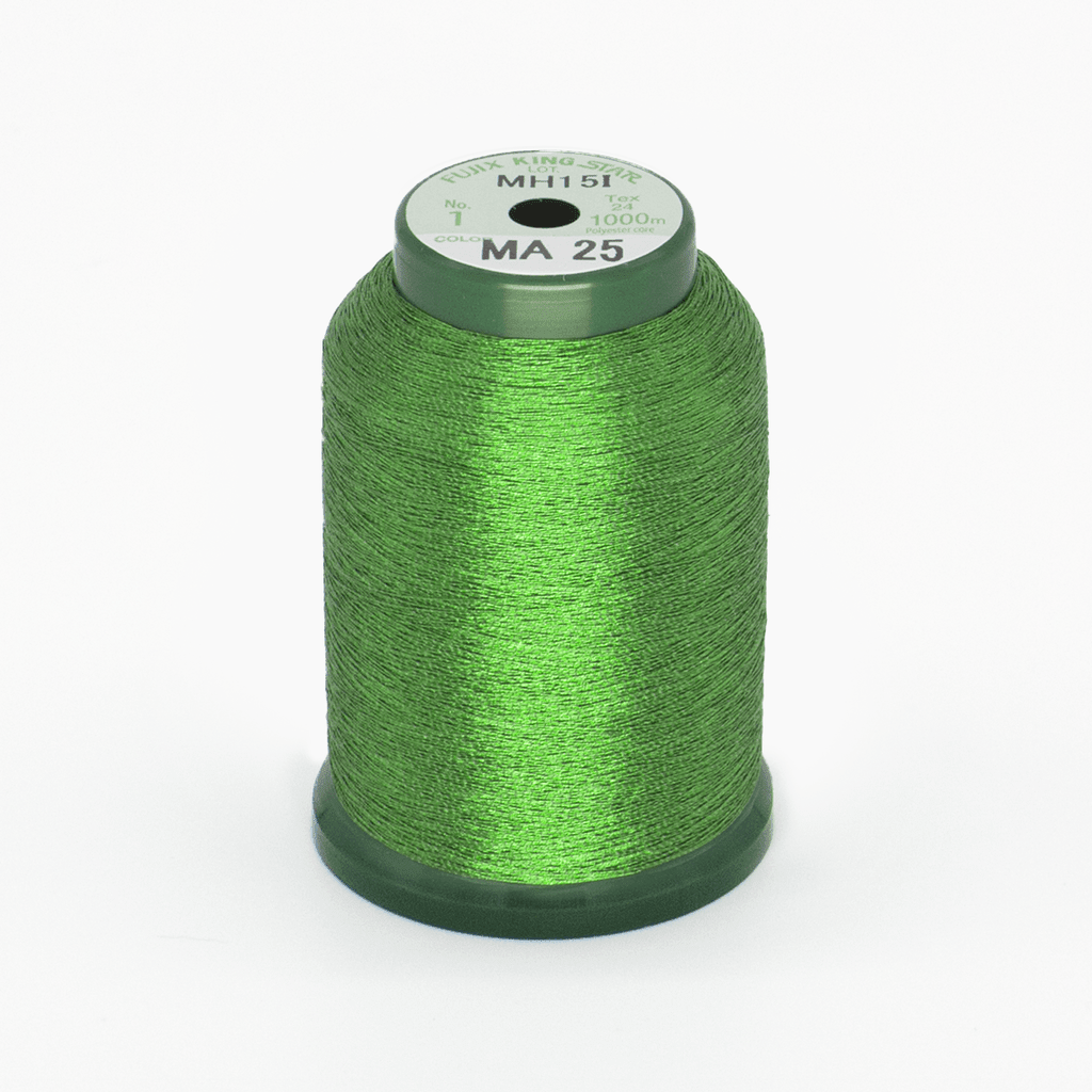 MA25 Leaf Green Metallic 40wt Kingstar Thread 1000M - Nebraska Quilt Company - NT261741