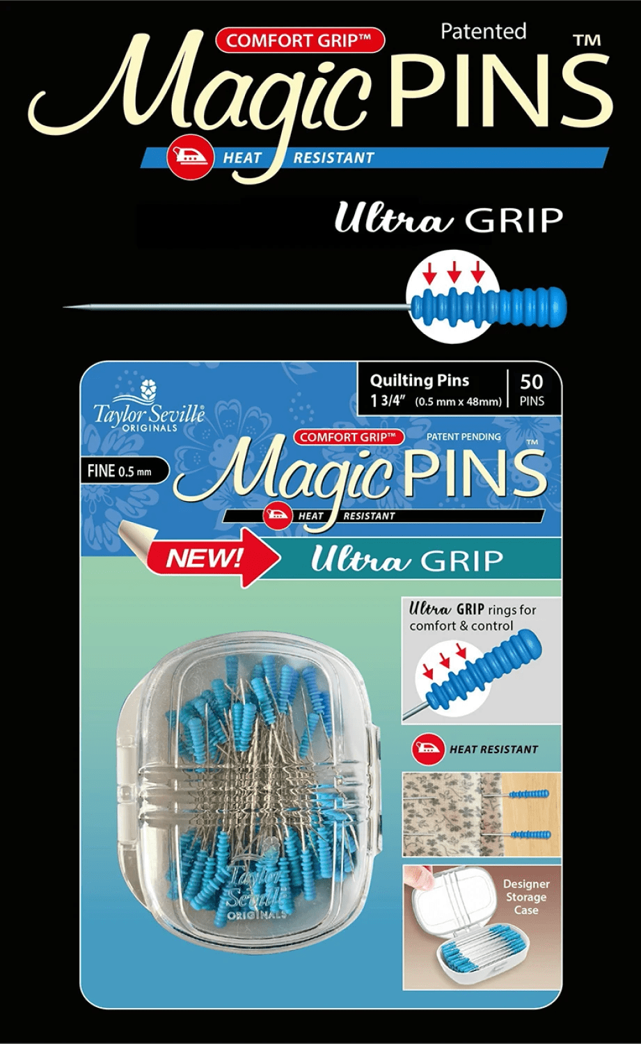 Magic Pin Ultra Grip Quiliting FINE 50 Count - Nebraska Quilt Company - N260322
