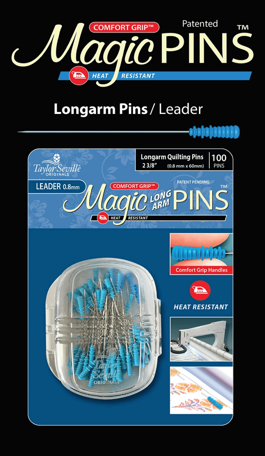 Magic Pins Long Arm Leader 100 Pieces - Nebraska Quilt Company - N260634