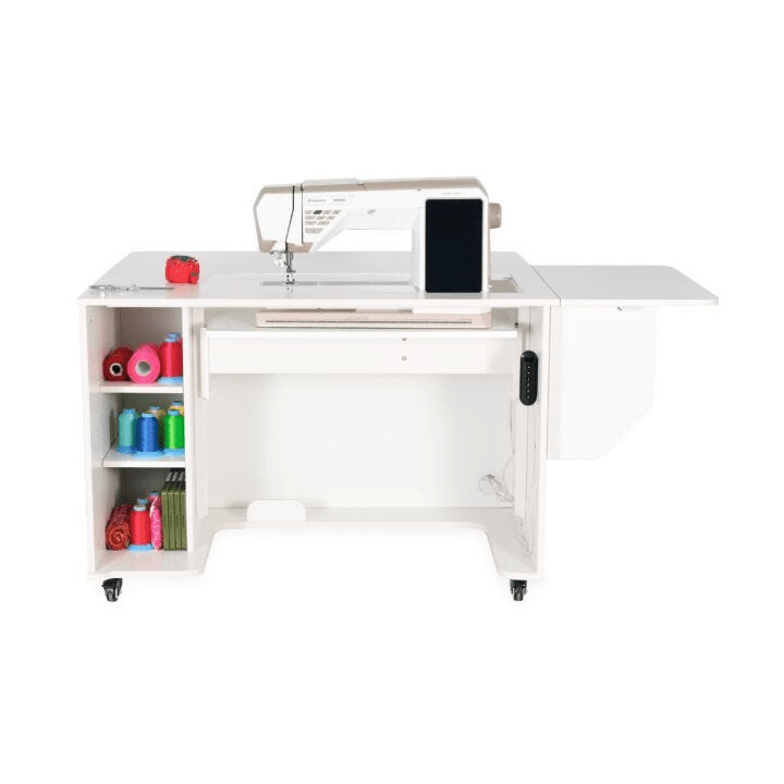 Melbourne Sewing Cabinet Ash White - Dual Rail Electric - Nebraska Quilt Company - SK4721EL