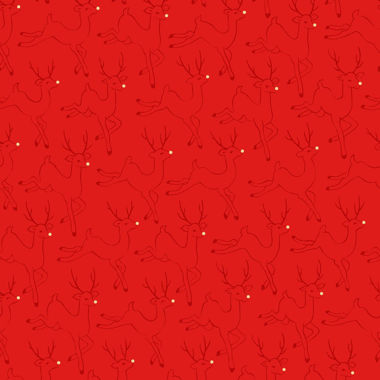Merry Mix Deer Metallic Red - MASM11112 - R - Maywood Studios - Nebraska Quilt Company - F261087