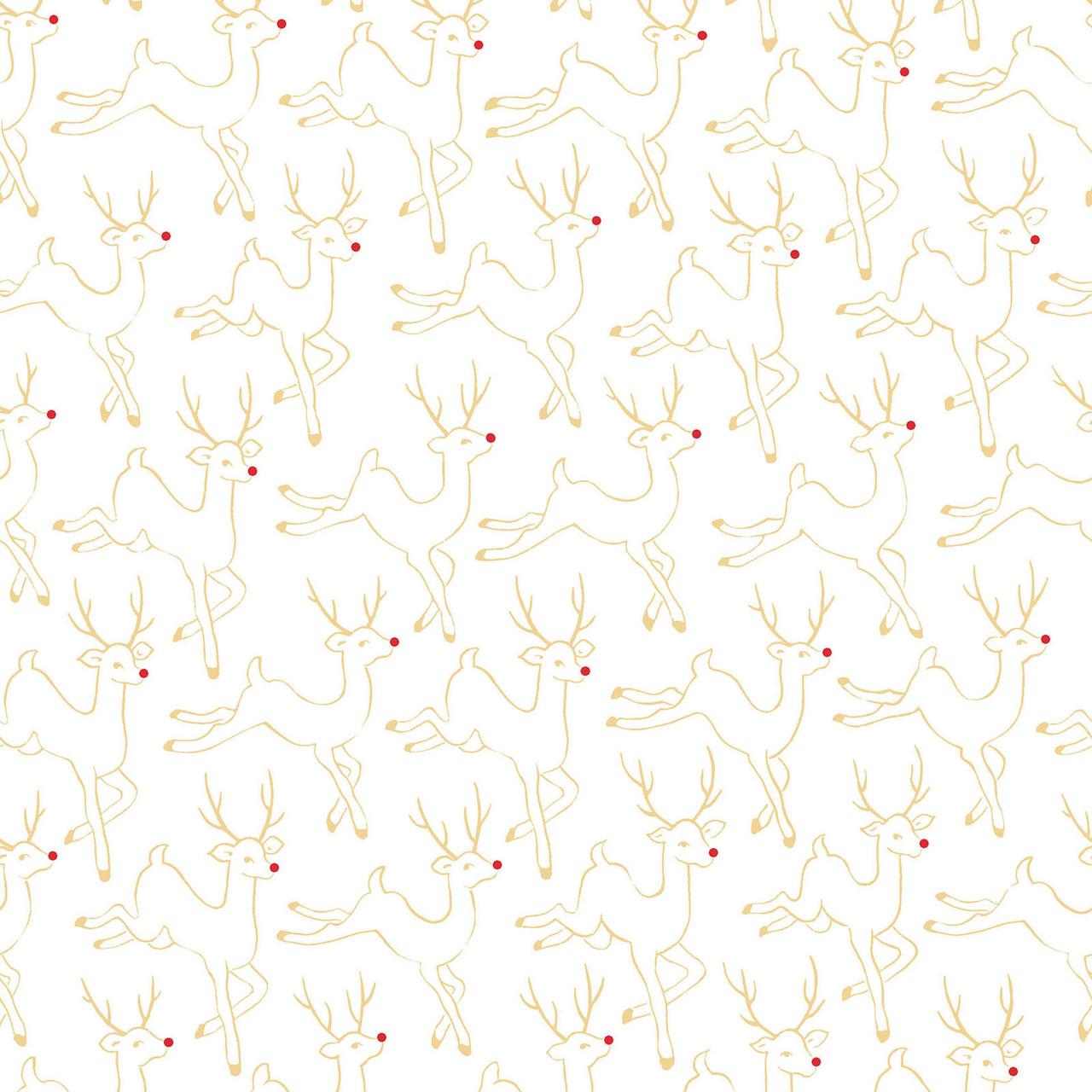 Merry Mix Deer Metallic White Gold - MASM11112 - W - Maywood Studios - Nebraska Quilt Company - F261088