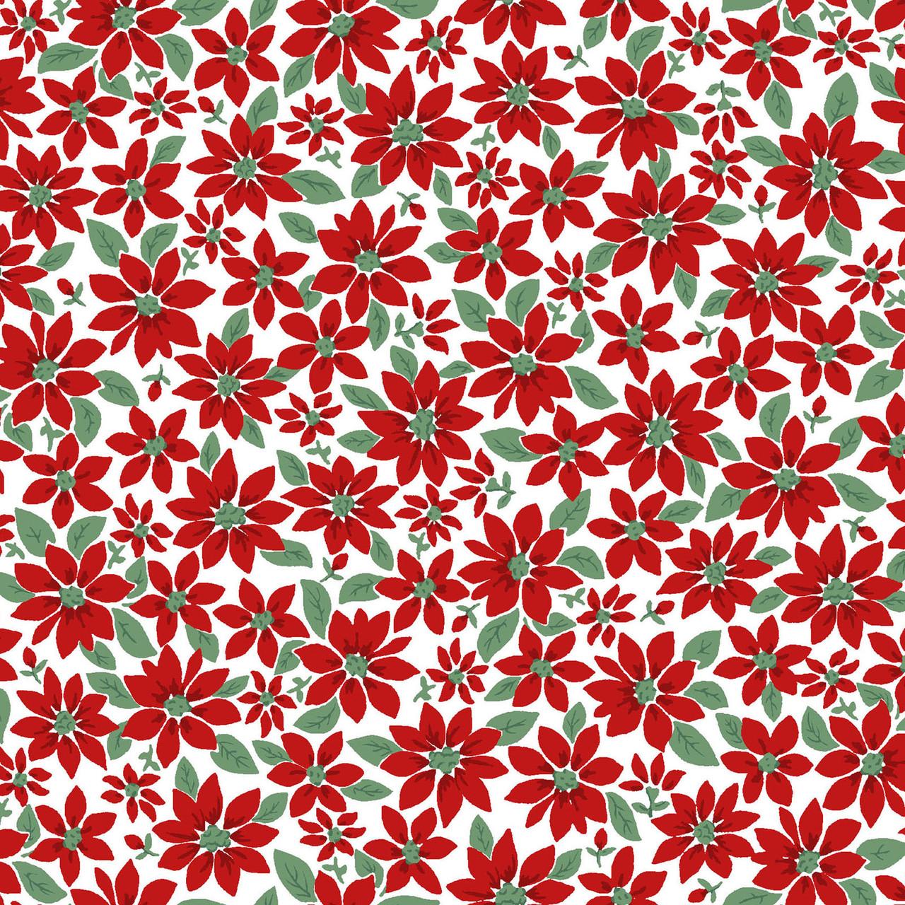 Merry Mix Poinsetta White and Red - MAS11114 - WR - Maywood Studios - Nebraska Quilt Company - F261081