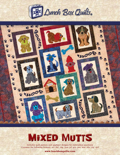 Mixed Mutts with CD Machine Embroidery Quilt Pattern - Nebraska Quilt Company - PUB19300