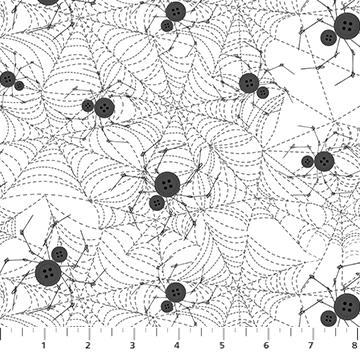 Mr. Bones Sews Button Spiders White - 91077 - 10 - FIGO Fabrics - Nebraska Quilt Company - F2402094