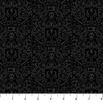 Mr. Bones Sews Notions Deco Black - 91080 - 99 - FIGO Fabrics - Nebraska Quilt Company - F2402098