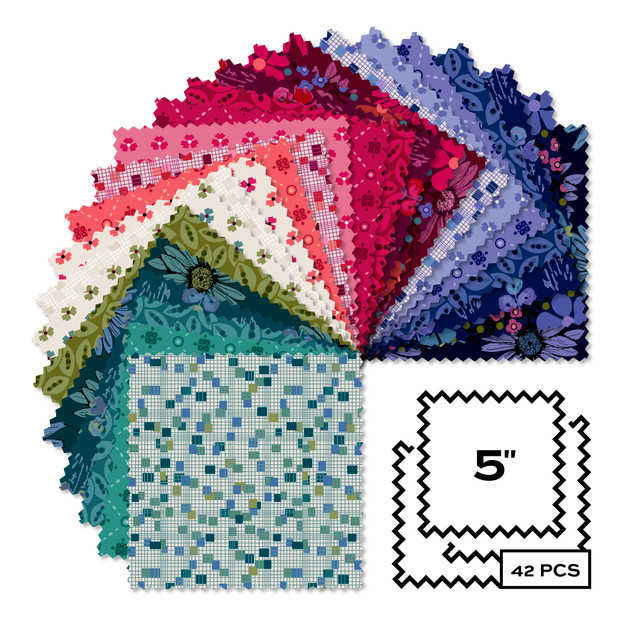 Mystic Meadow 5" Squares Multi 42 Pieces - Nebraska Quilt Company - Mystic Meadow 5" Squares Multi 42 Pieces