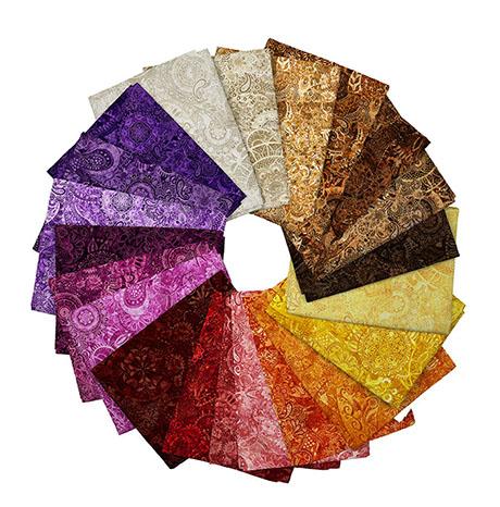 Mystique Fat Quarter Bundle Multi Warm 21 Pieces - Nebraska Quilt Company - Mystique Fat Quarter Bundle Multi Warm 21 Pieces