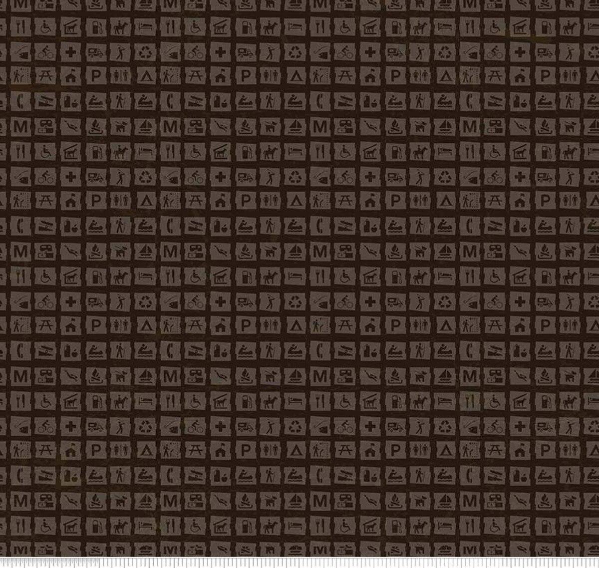 National Parks Signs Dark Brown - C8783 - DKBROWN - Riley Blake Designs - Nebraska Quilt Company - F2401648