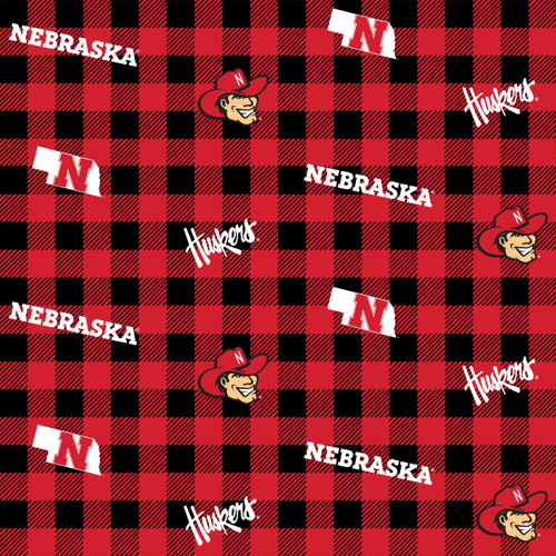 NCAA Nebraska Cornhuskers Buffalo Plaid Cotton - Nebraska Quilt Company - F09351