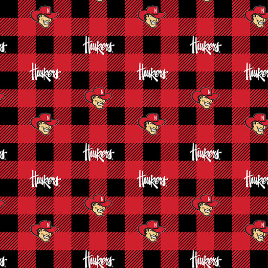 NCAA University of Nebraska Buffalo Plaid Fleece - NE1190 - Sykel Enterprises - Nebraska Quilt Company - F251425