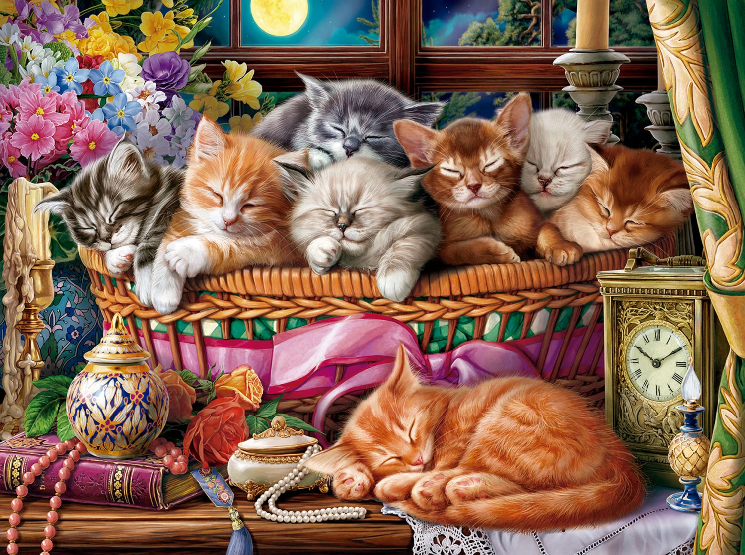 Night Kittens Puzzle 500 Pieces - Nebraska Quilt Company - PUB261806