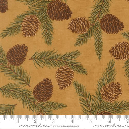 Northwoods Lodge Pinecones Greenery Fawn - 56191 12 - Moda Fabrics - Nebraska Quilt Company - F261911