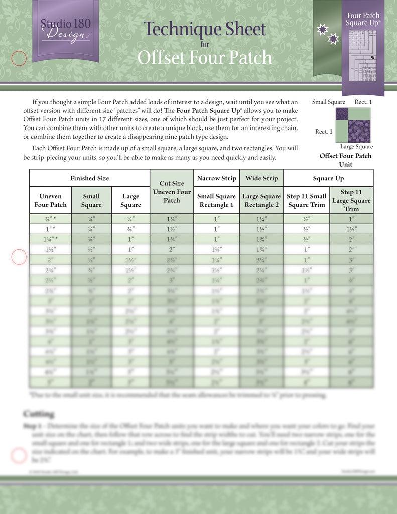 Offset Four Patch Technique Sheet - Nebraska Quilt Company - PUB2400230