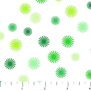 Paddy's Parade Springtime Starburts Bright Green on White - 10667 - 10 - Patrick Lose Fabrics - Nebraska Quilt Company - F251557
