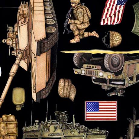 Patriot Army Allover Black - 30937 - J - QT Fabrics - Nebraska Quilt Company - F2403093