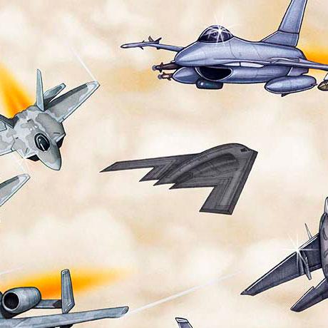 Patriot Fighter Jets Cream - 30932 - E - QT Fabrics - Nebraska Quilt Company - F2403101