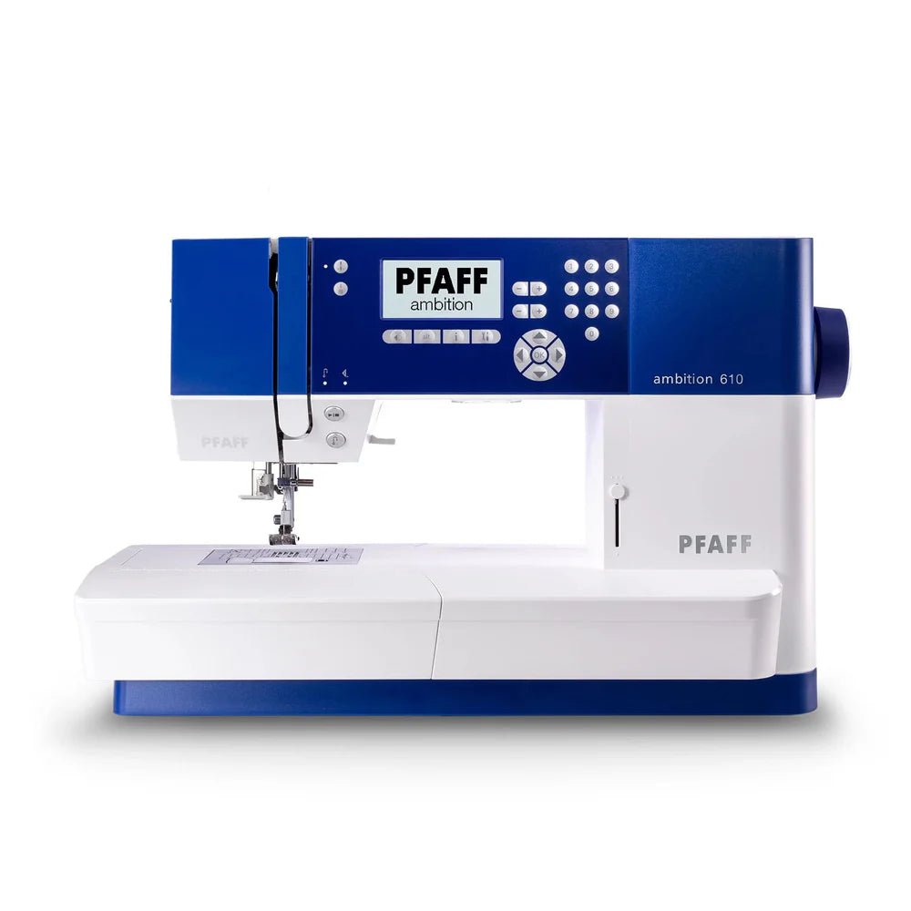 PFAFF® ambition™ 610 Blue Sewing Machine - Nebraska Quilt Company - M850224112